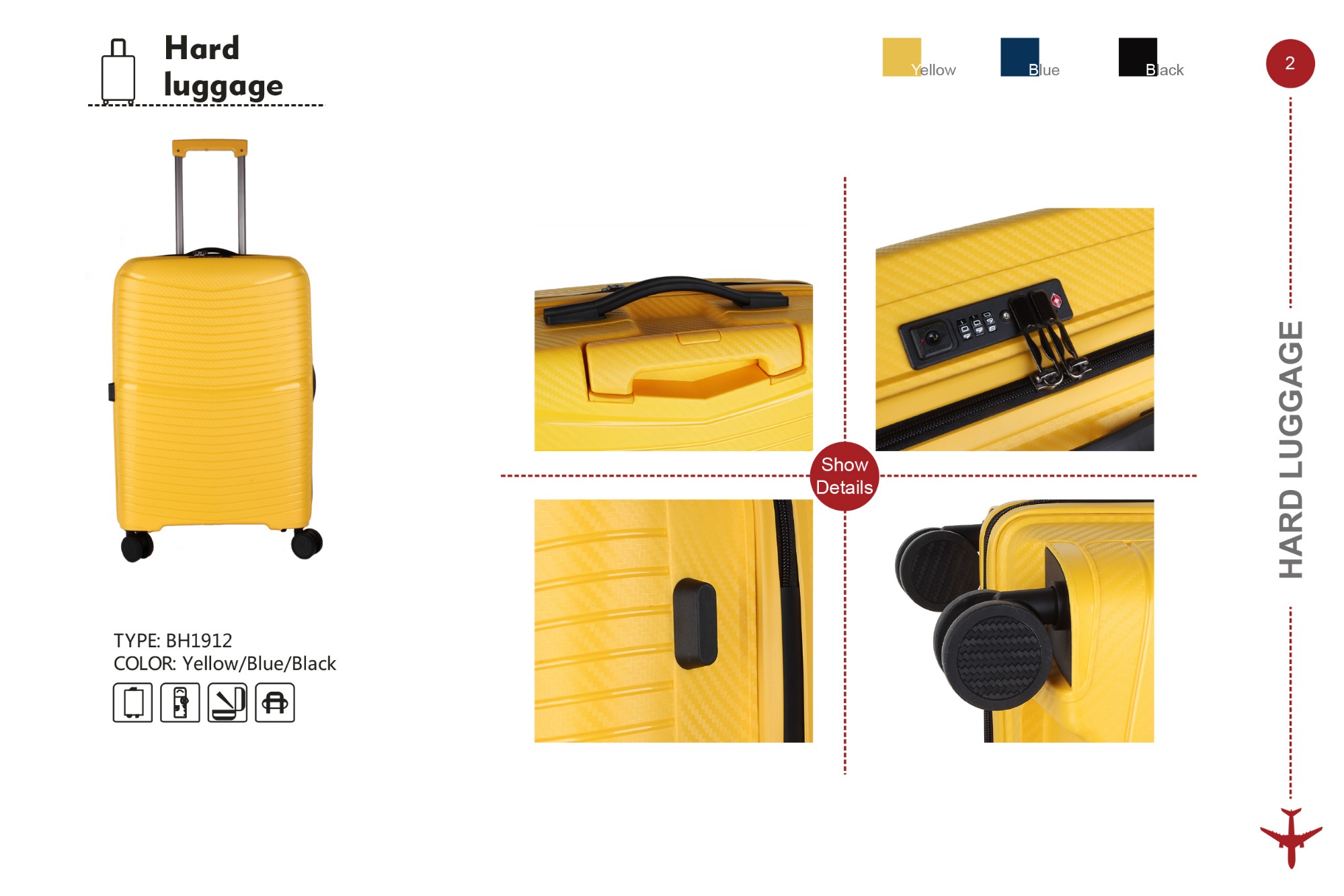 100% PP Material Hard Shell PP Luggage 20-24-28